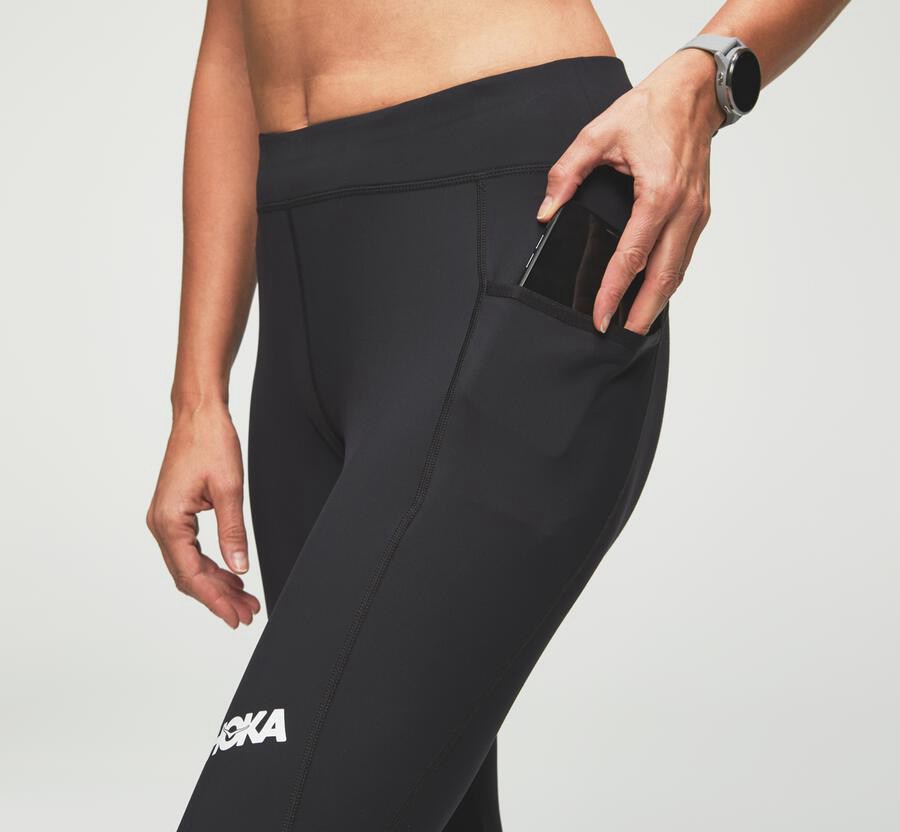 Hoka One One Performance Crop Tight Byxor Dam - Svarta - KVTFB-3246